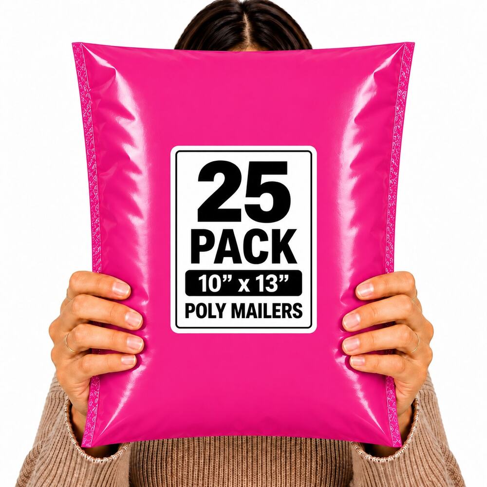 POLYMAILERS PINK SHIPPING BAGS (25 PACK) 10" X 13" SELF SEAL MAILERS